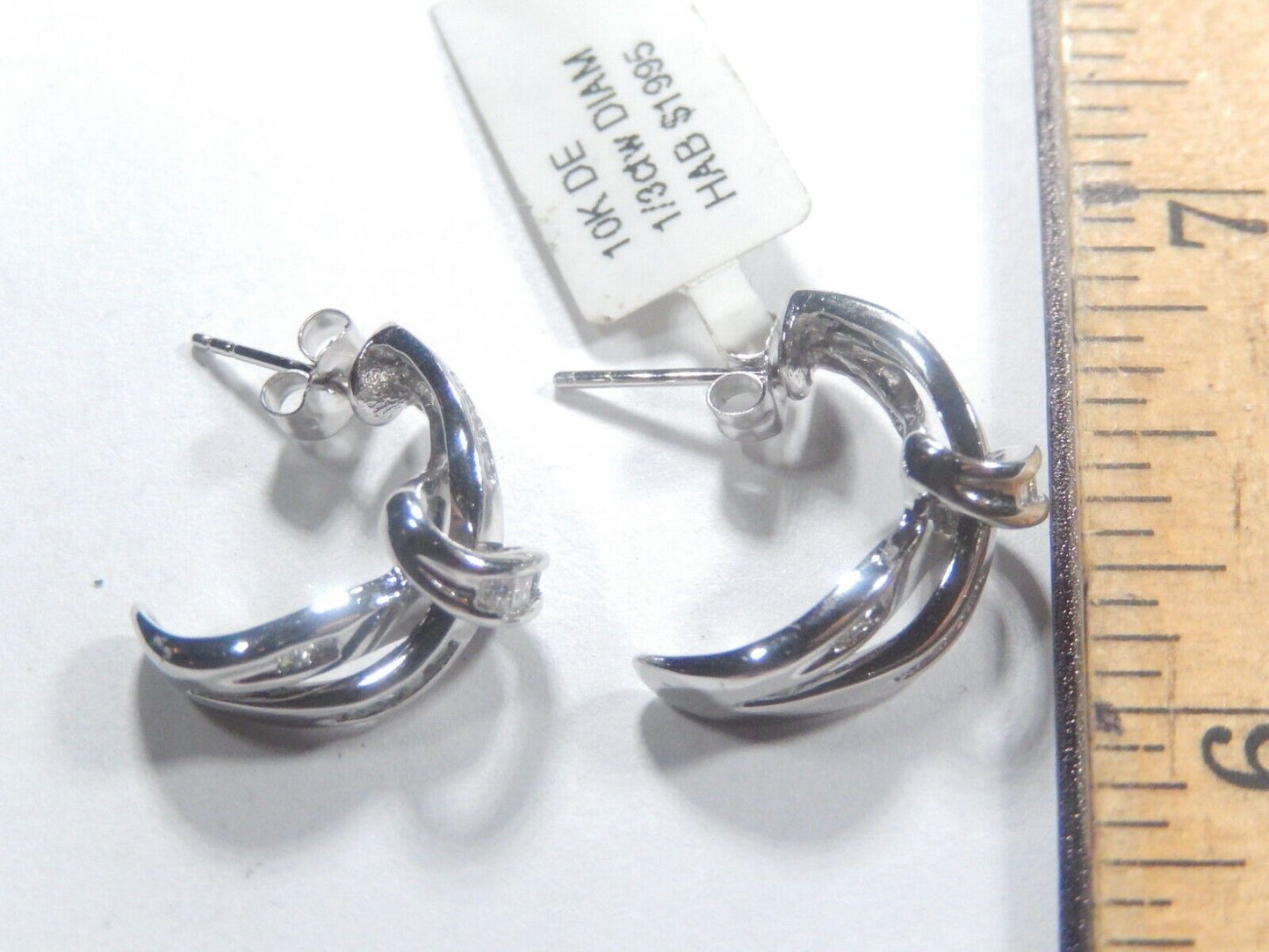 10K White Gold .33CT  Natural Diamond  Cluster Earrings