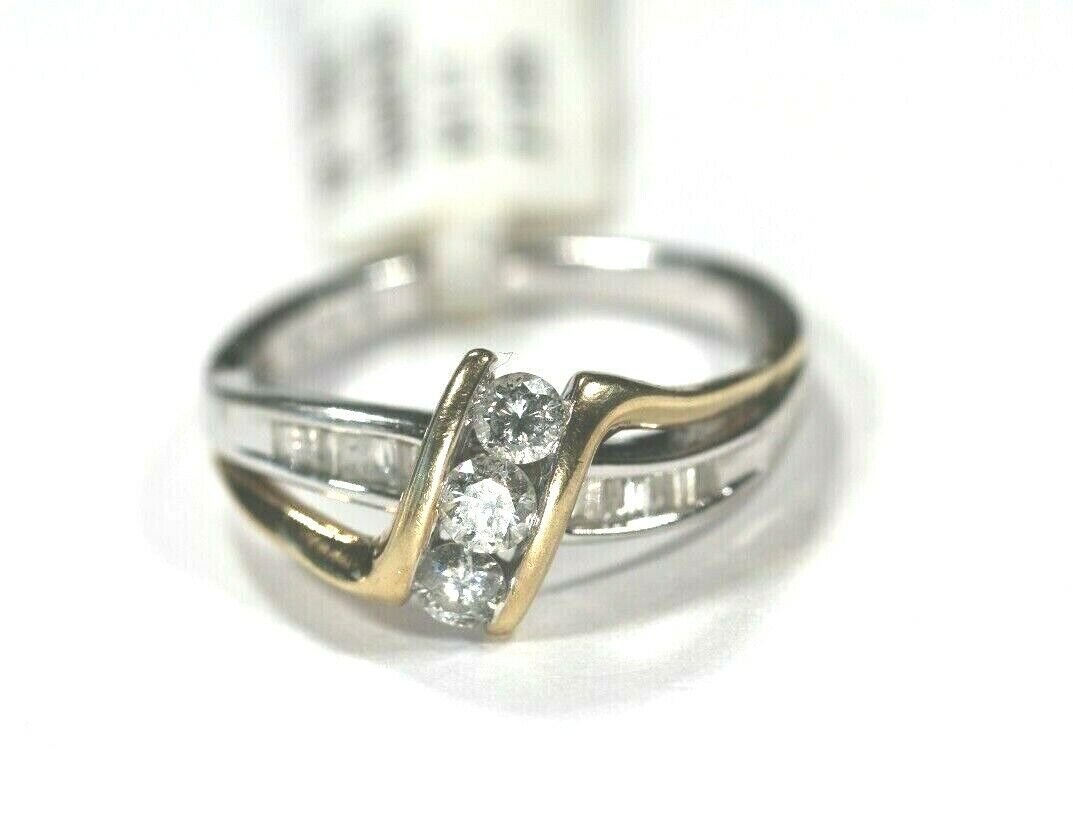 *VINTAGE* 10k Solid Yellow & White Gold Diamond  Wedding Ring Size 7.5