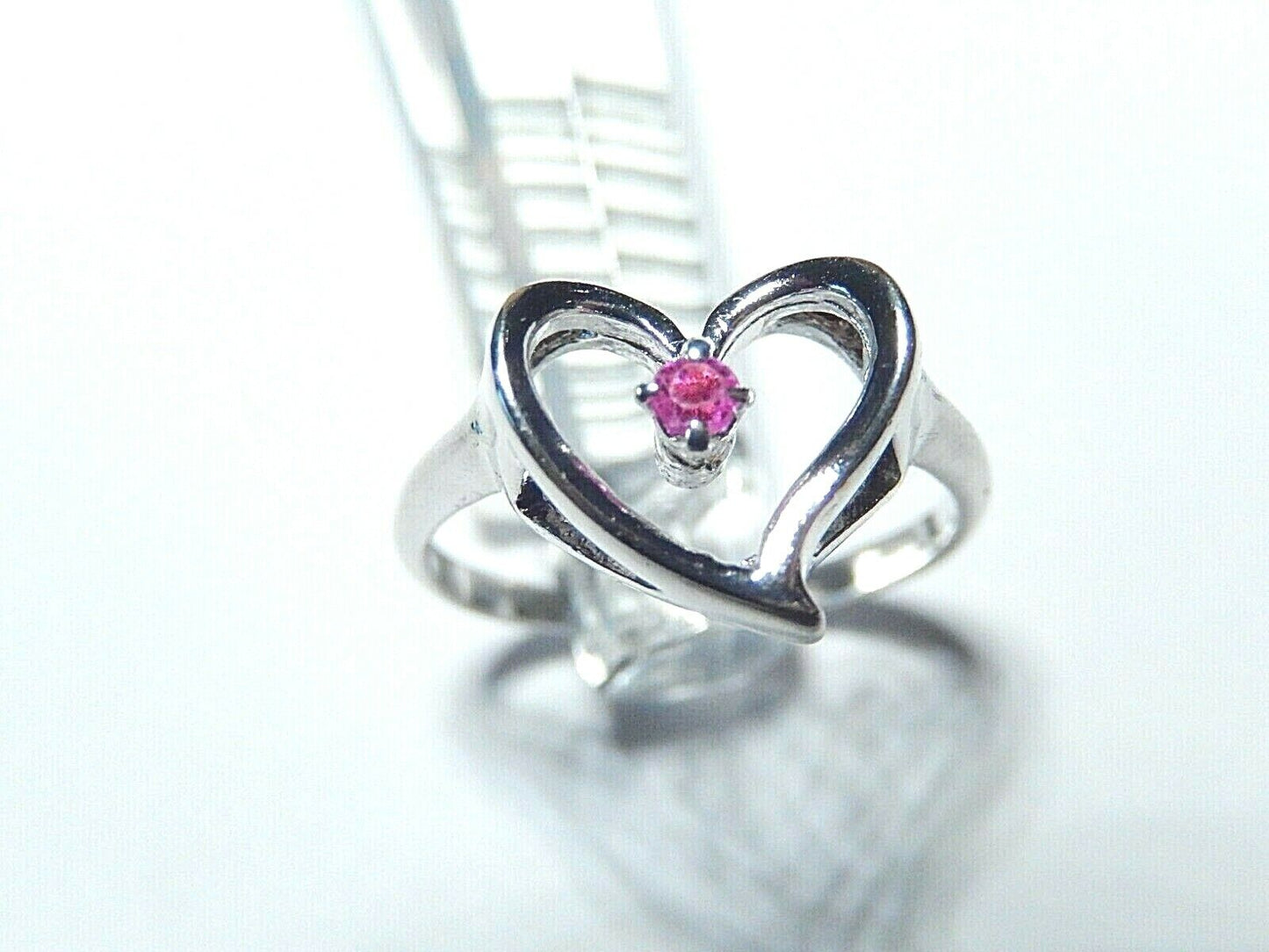 *NWT* 10K White Gold Ruby Heart  Ring  Size 6.5