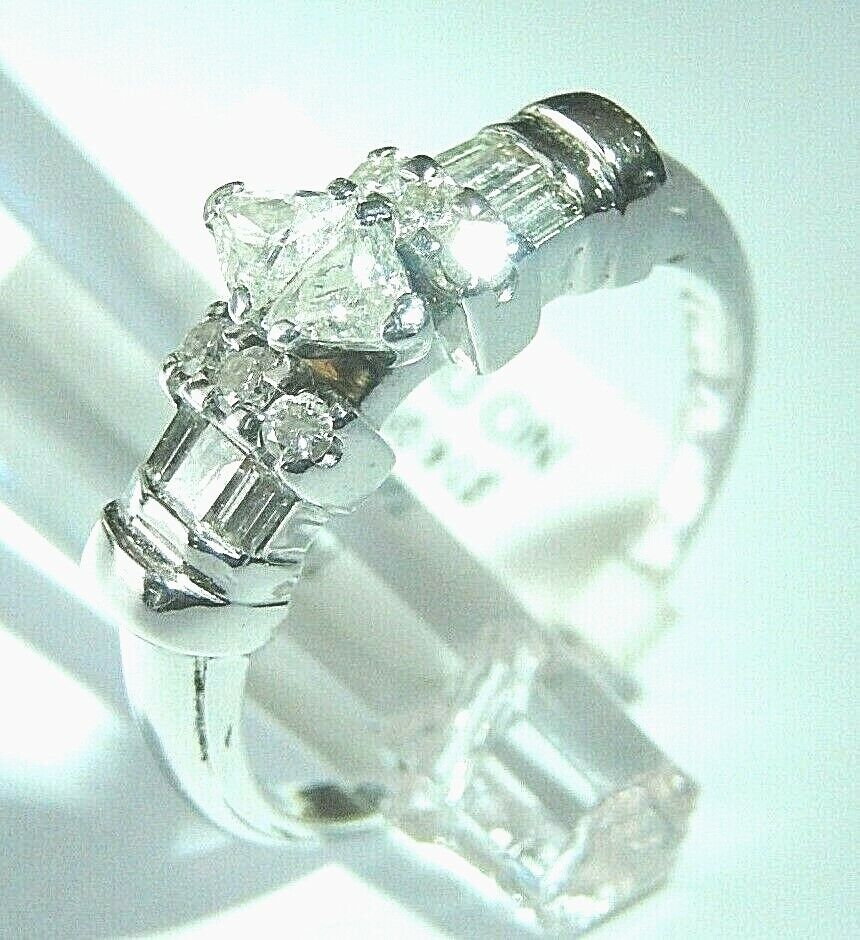 *VINTAGE*   14K WHITE GOLD 3/4 CT VS NATURAL DIAMOND ENGAGEMENT RING SIZE 8.75