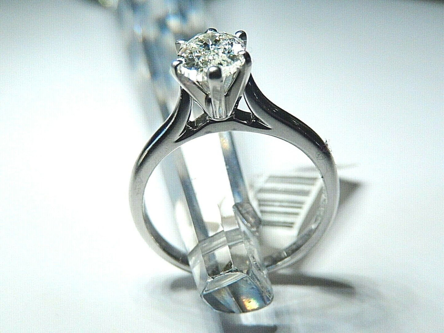 1.00 CT H/-VS2 Oval Natural Diamond Solitaire Engagement Ring 14K White Gold