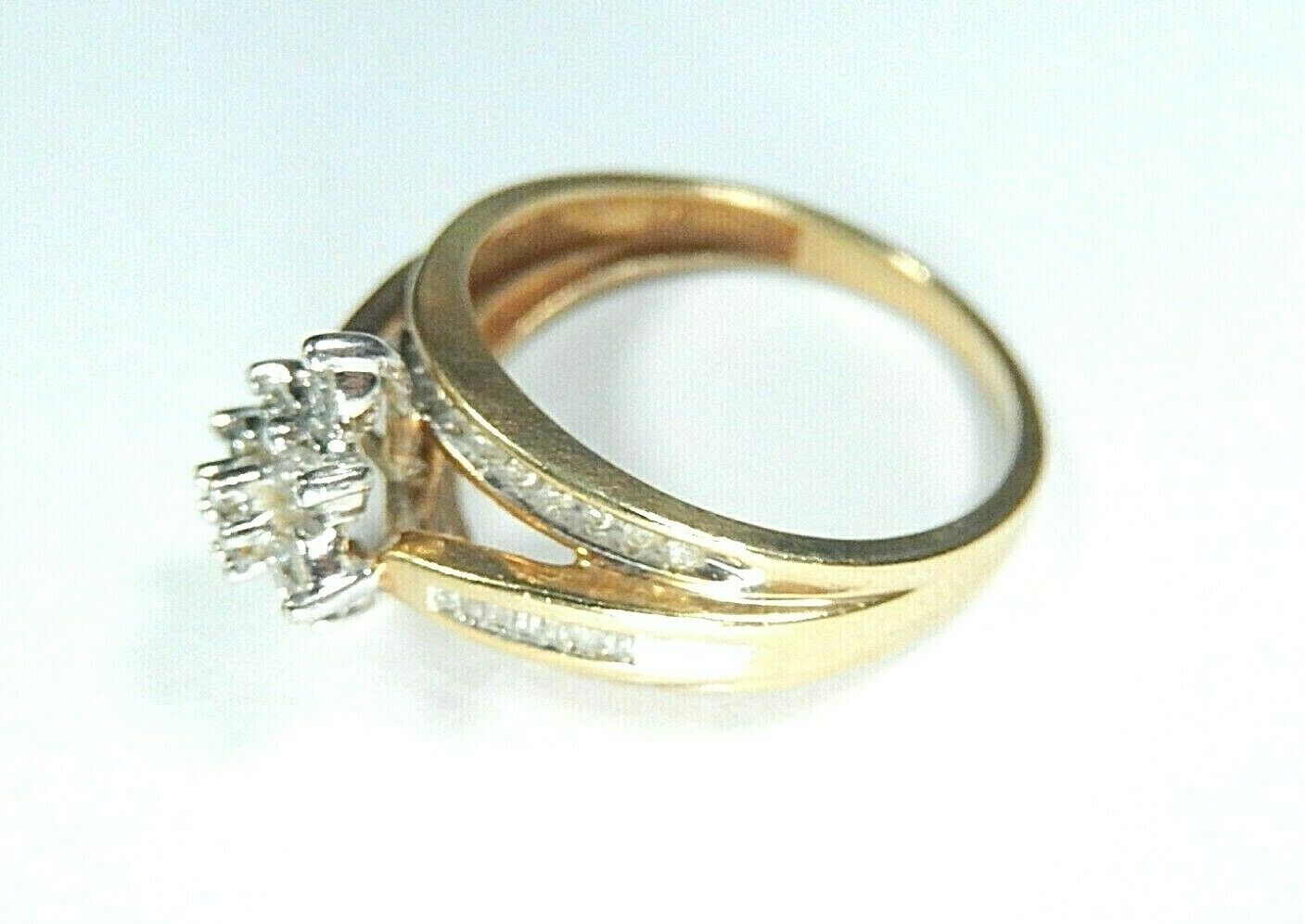 *VINTAGE* 10K Yellow Gold 1.00 CT Round & Baguette Diamond Ladies Ring Sz 7.5