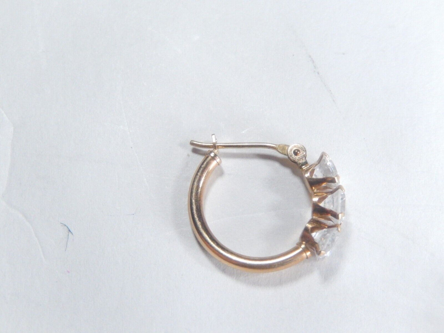*VINTAGE*  10K Yellow Gold 1.50 CT Cubic Zirconia 17mm  Hoop Earrings