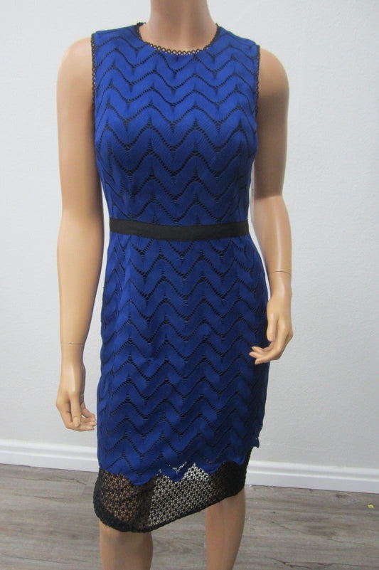 NWT Antonio Melani Halloway Dress Beautiful Deep Blue with Black Lace Size 4