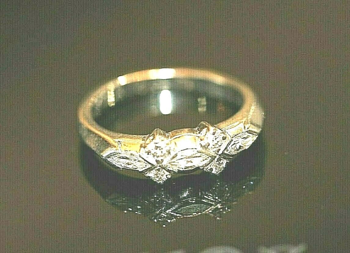 *1950 VINTAGE*  90% Platinum  .48CT TW Diamond  Wedding Band  Ring Size 6 1/4