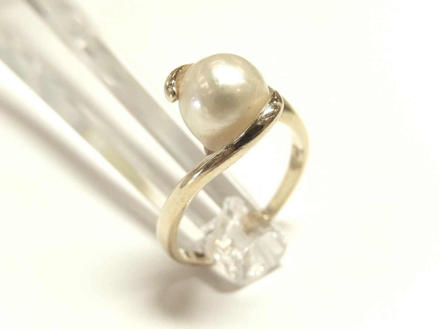 *MINT* Vintage 14k Yellow Gold 8.5mm AAA Quality Pearl Ball Ring Size 7.25