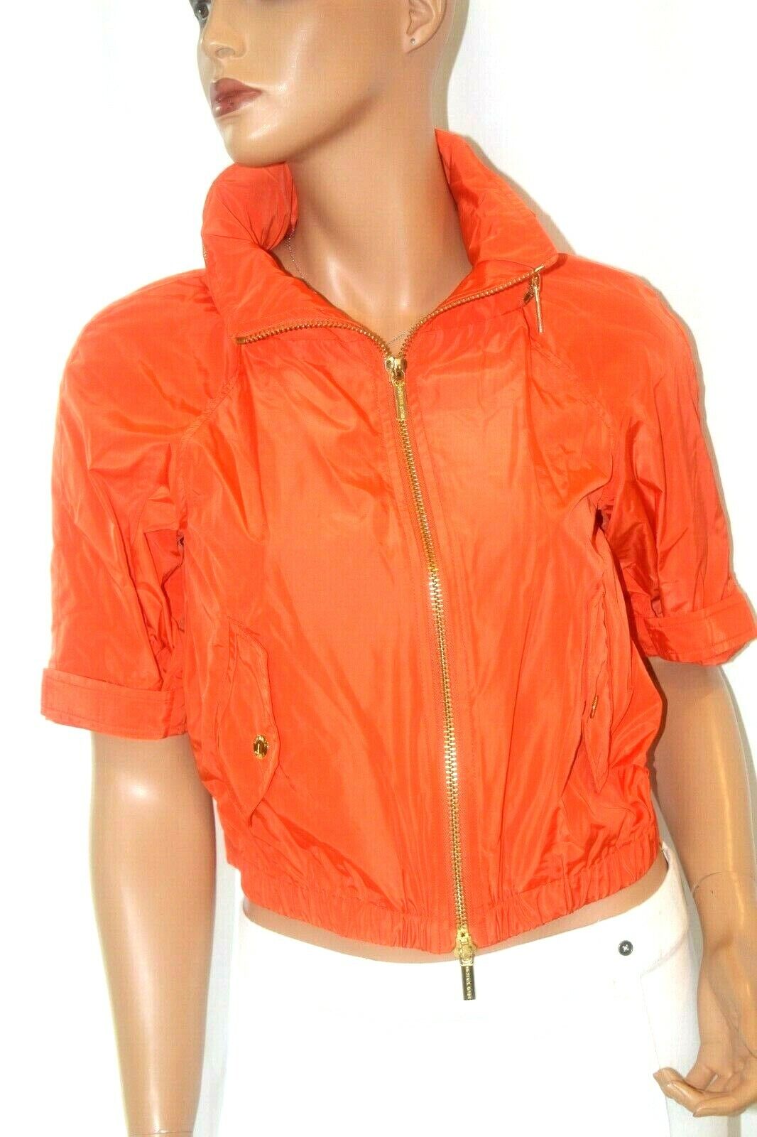 *NWT* $175.  Michael Kors Womens Orange Windbreaker/Rain Jacket w Zip Hood Sz XS