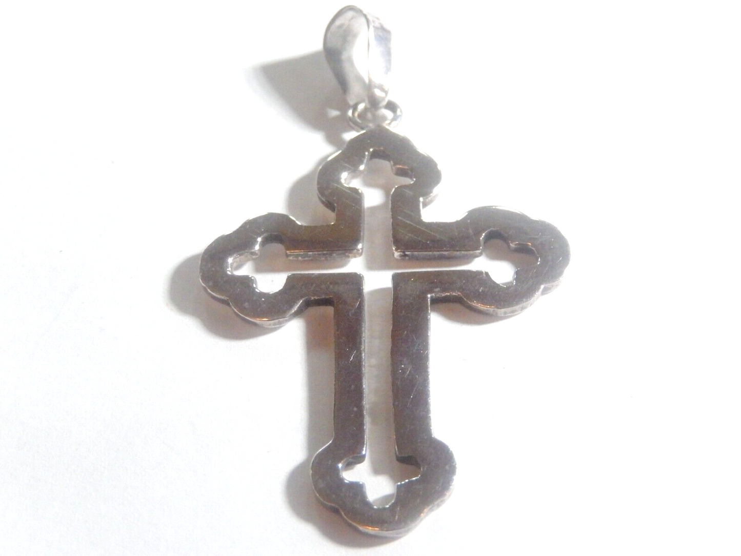 *VINTAGE* LARGE STERLING SILVER  TAXCO MEXICO CROSS  CUT-OUT PATTERN PENDANT