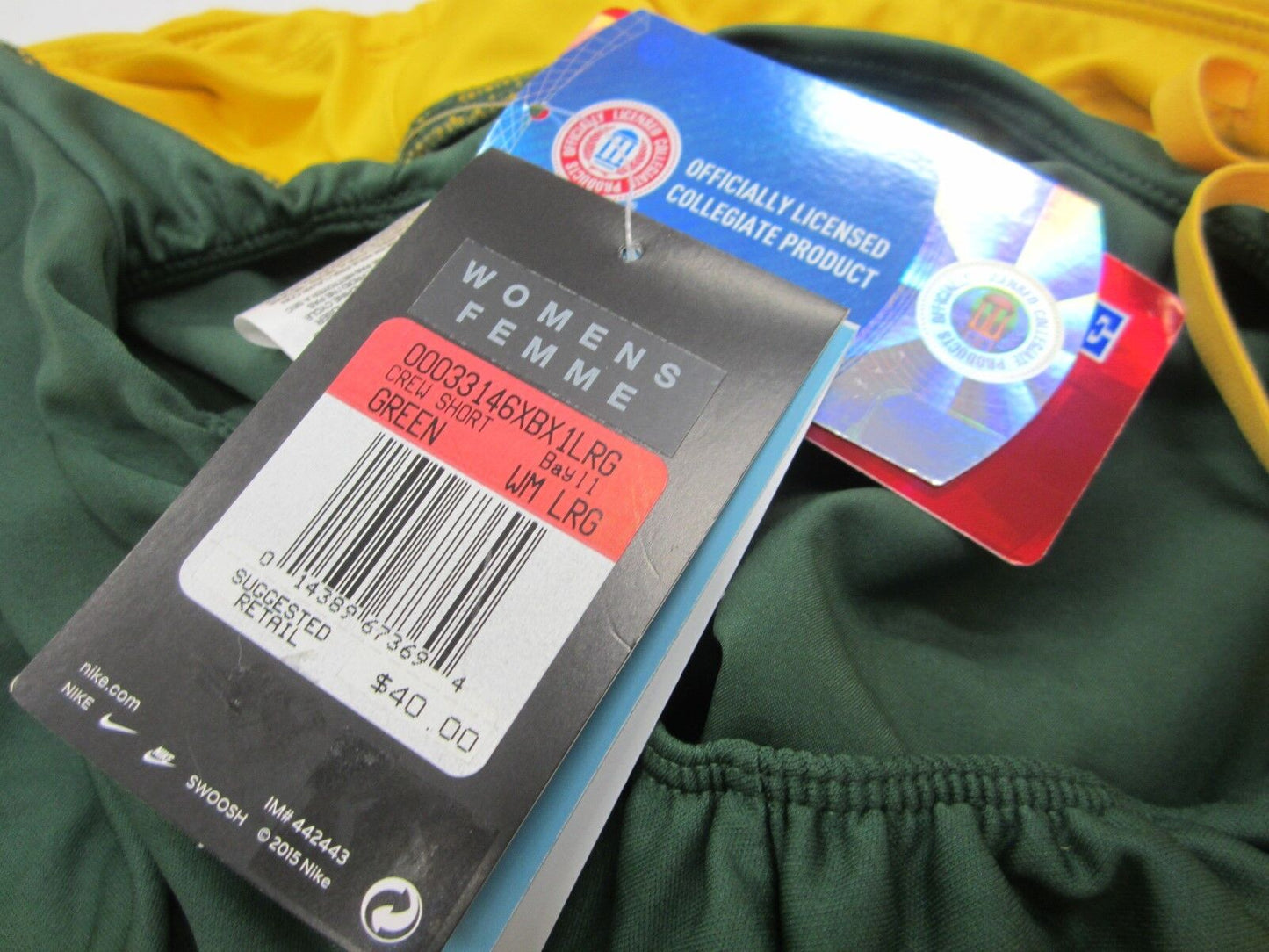 NWT Womens NCAA Baylor University Nike Dri Fit Running Shorts Sz L- MRSP 40.00