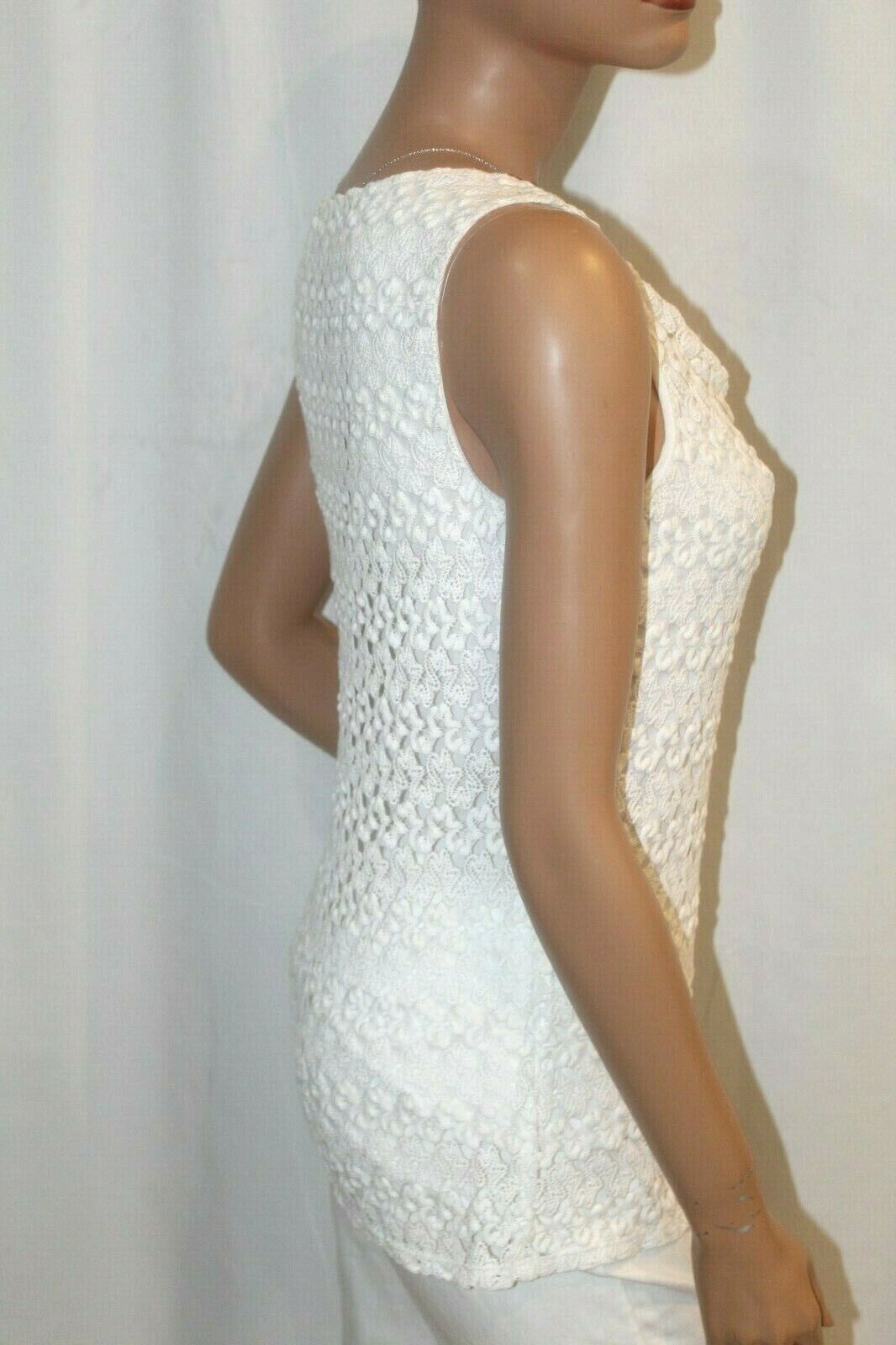 *NWT* $60.  Coldwater Creek White Lined Lace Cowl Pull Over Top Size 8 (Small)