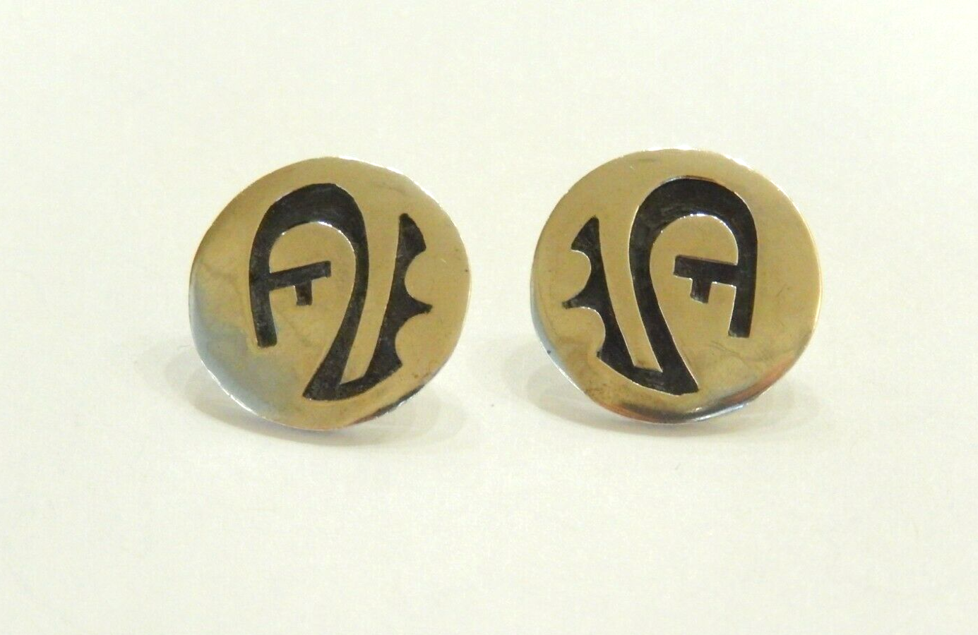 Native American Navajo Sterling Silver Handmade Button Style Earrings