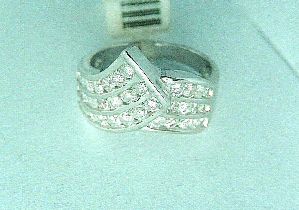 1CT Round Cut Diamond Modern Anniversary / Wedding Band Ring 10K White Gold 7.5