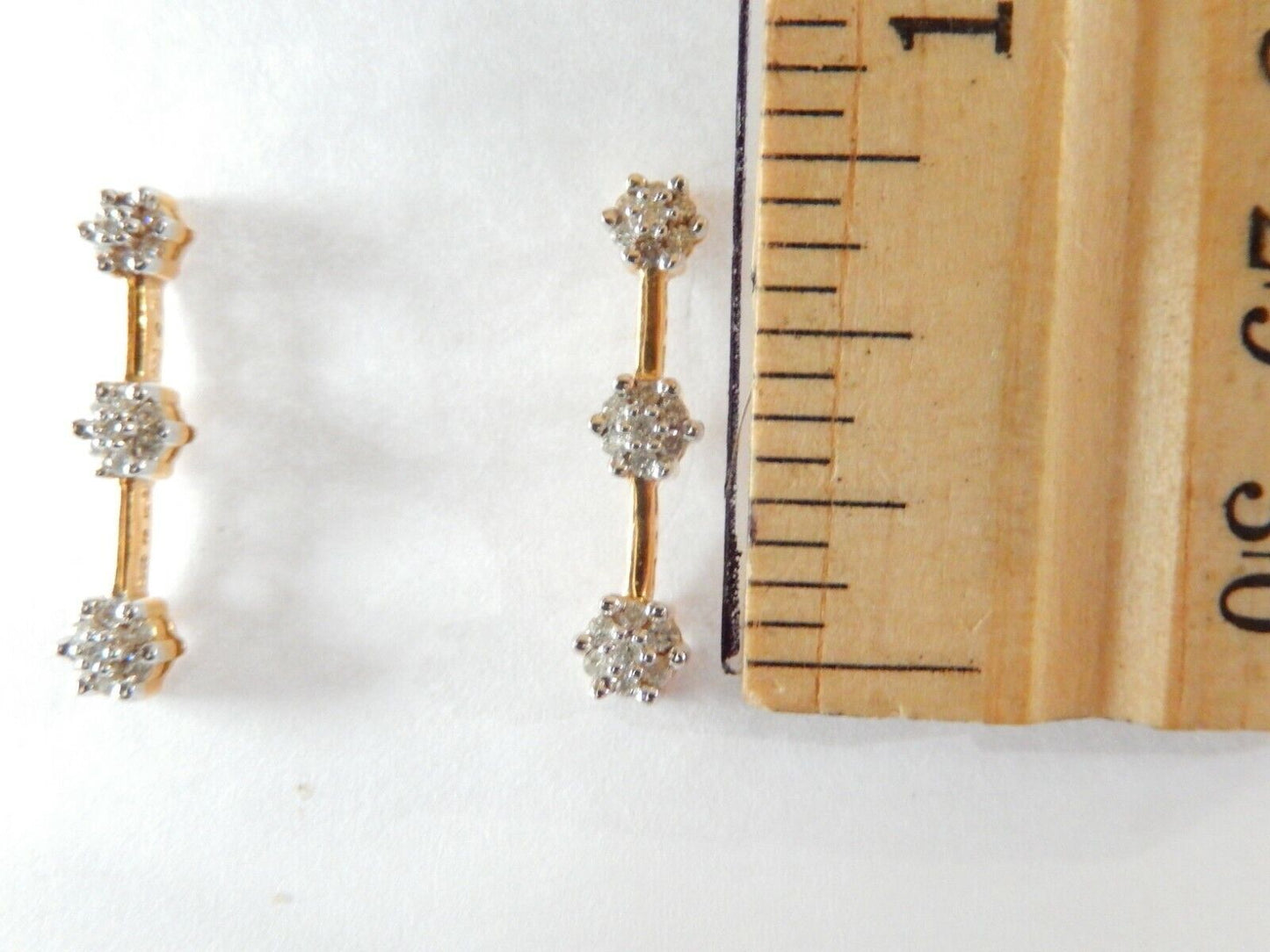 *VINTAGE* 14K YELLOW GOLD  2/5CT 42 DIAMOND  CLASSIC JOURNEY HANGING EARRINGS