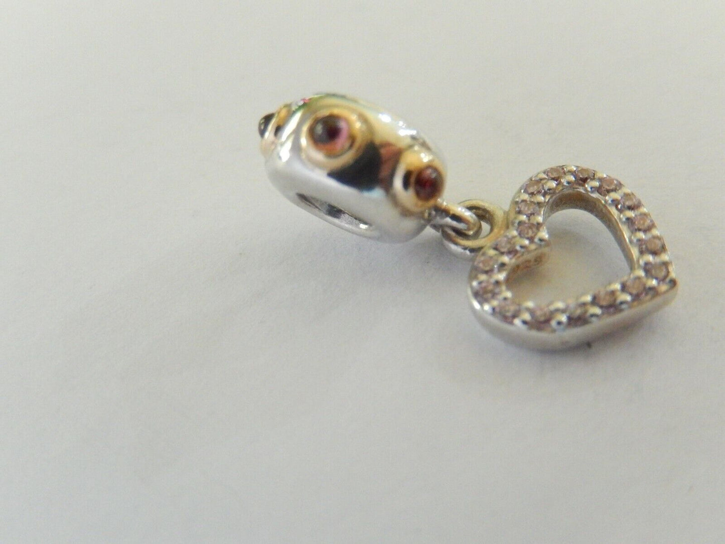 ALE Gemstone14k Yellow Gold w/Sterling Silver /Created Pink Sapphire Heart Charm