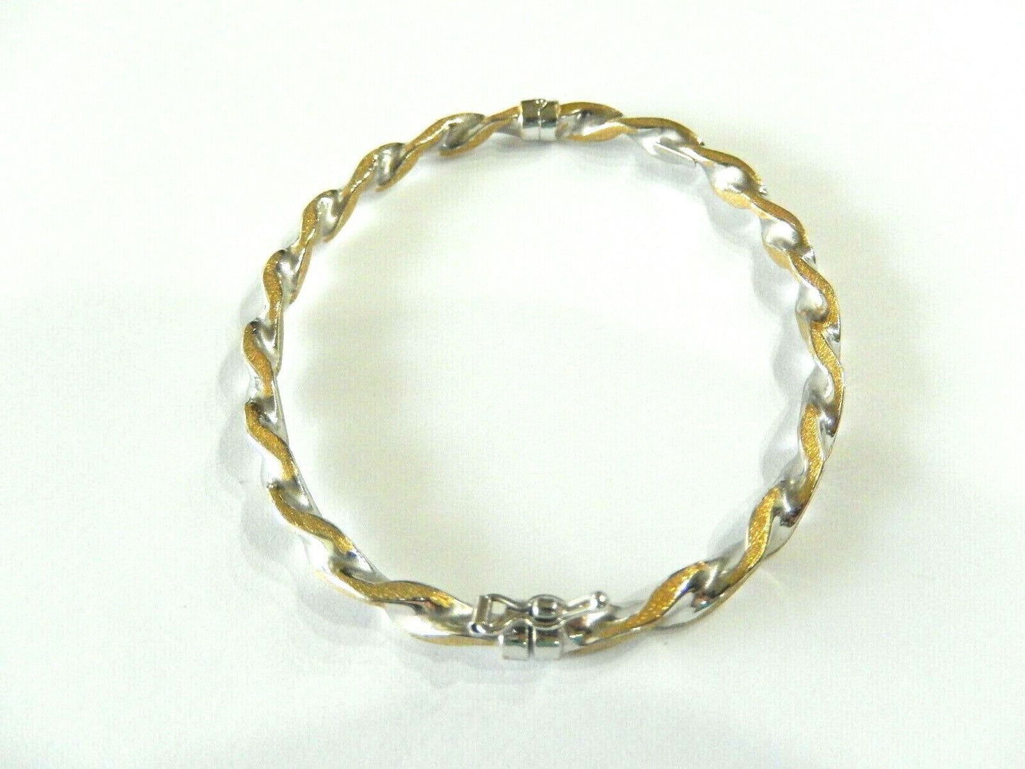 *VINTAGE*  18K SOLID GOLD TWO-TONE TWIST STUNNING HINGED BANGLE LUXURY BRACELET