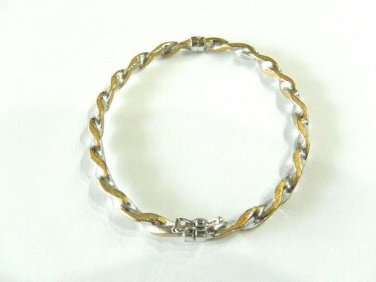 *VINTAGE*  18K SOLID GOLD TWO-TONE TWIST STUNNING HINGED BANGLE LUXURY BRACELET