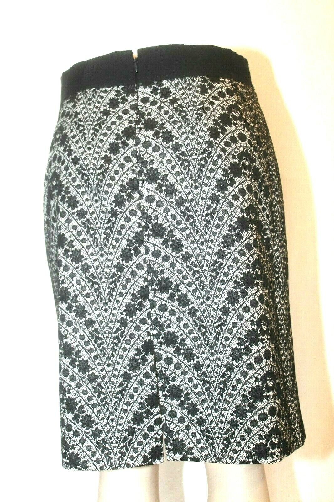 *NWT* $119. ANTONIO MELANI Black White Lace Layered Lined Pencil Skirt Sz 10