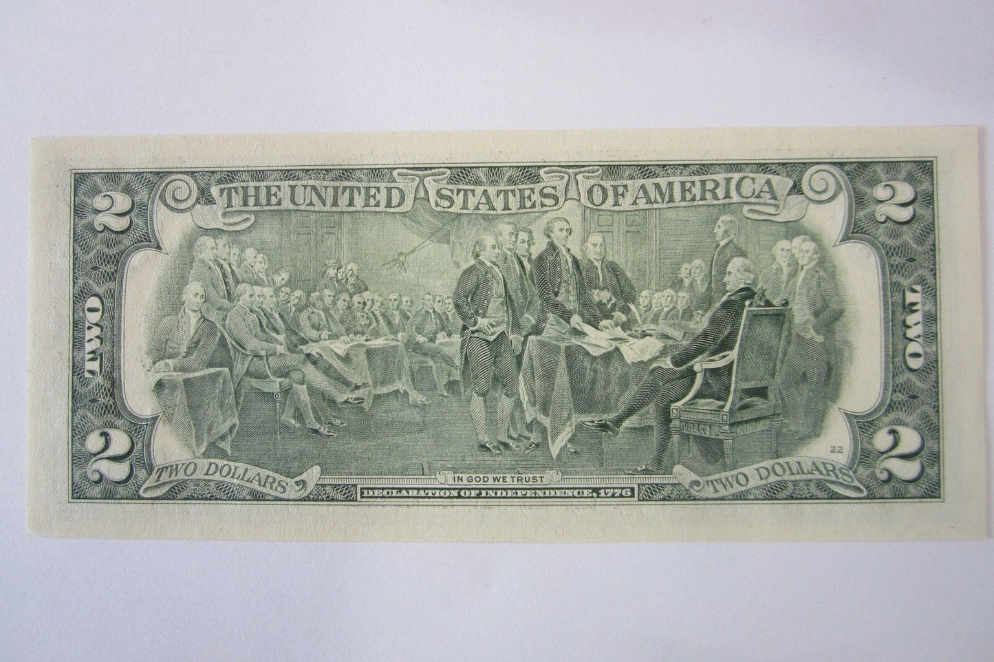 22 K GOLD LEAF- 2 DOLLAR BILL-  COLLECTOR  LEGAL NOTE- D06258346A