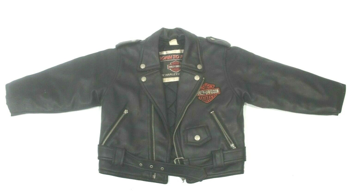 Harley Davidson Born to Ride Simulation Leather Black Biker Jacket Youth