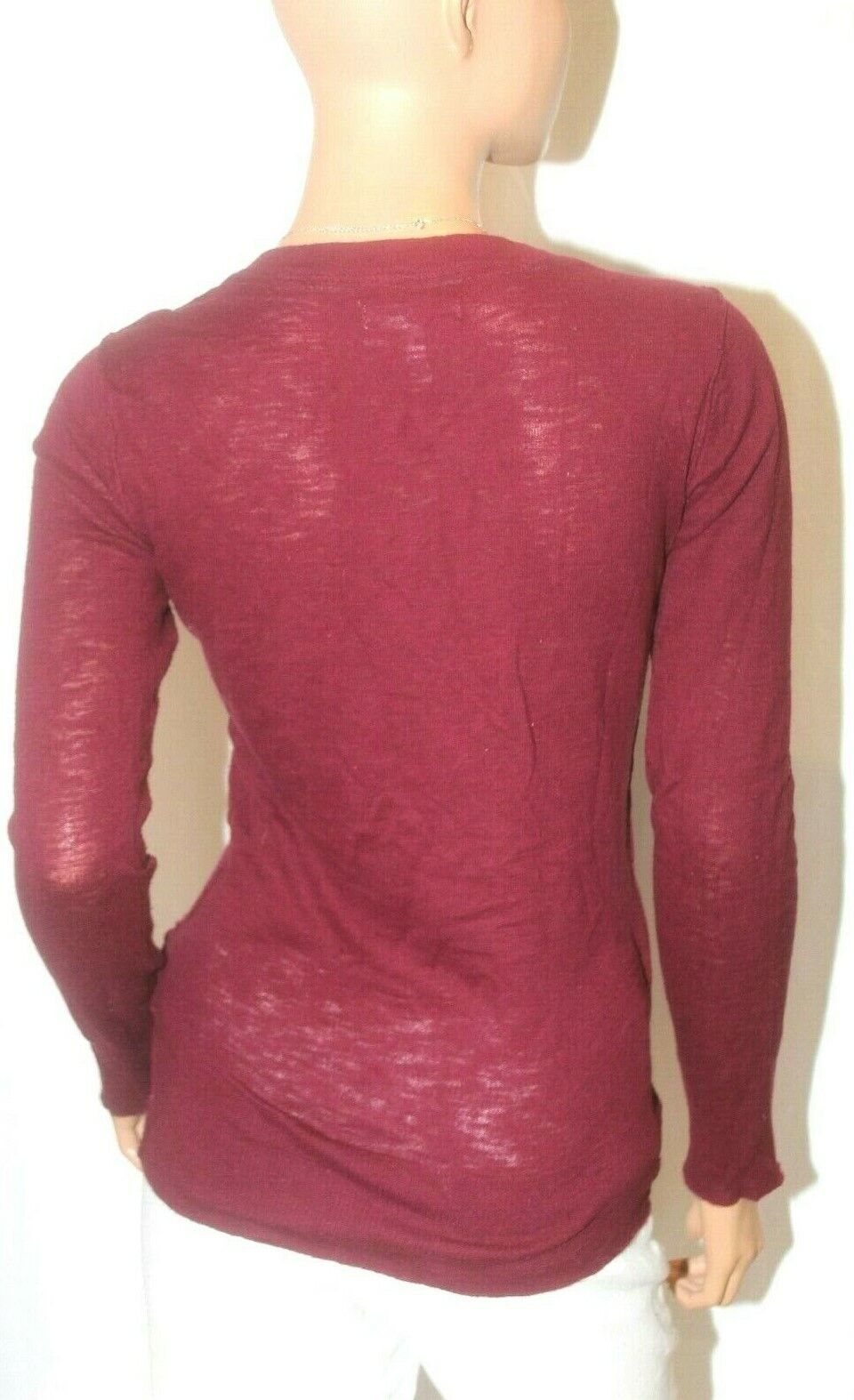 Aeropostale Women's Knit Cardigan Wine Vneck Button Down Sweater Size Medium