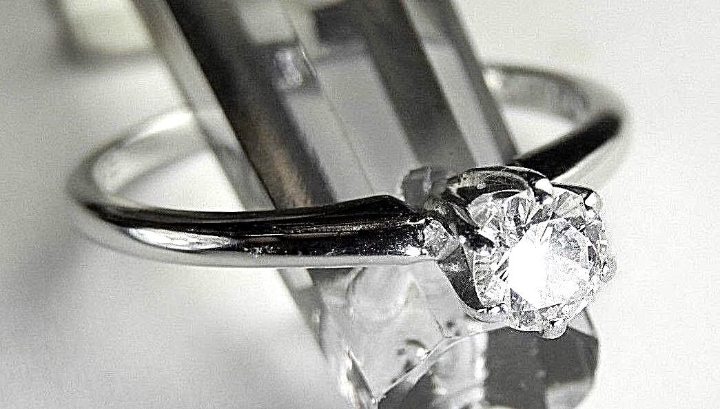 Solid 14k White Gold 1/4 CT Natural VS Diamond Solitaire Engagement RING Sz 6.5