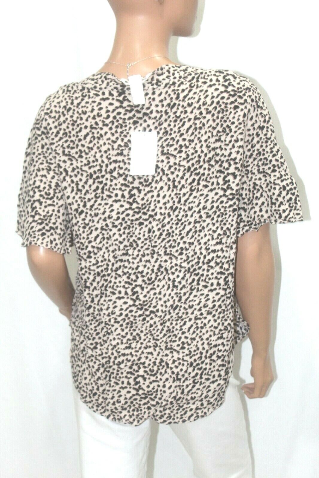 *NWT* H&M Pullover Animal Print Leopard Ruched Short Sleeve Shirt Top Size 14