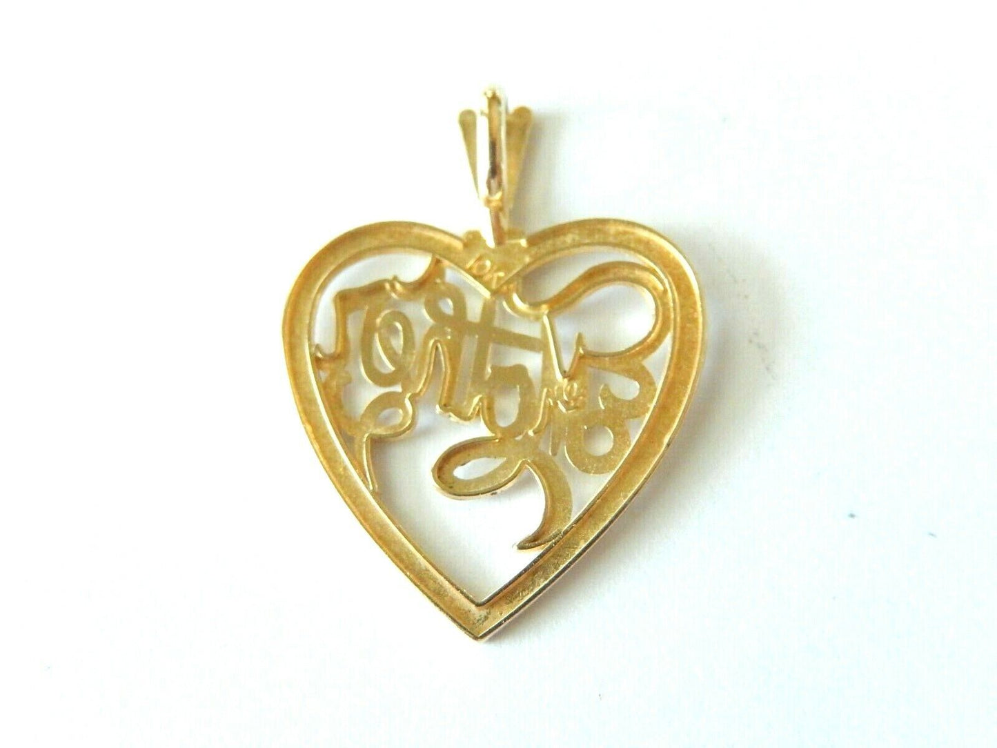 *NEW* 10k Yellow Gold Mother Diamond Cut Heart Pendant 1 1/16" Tall