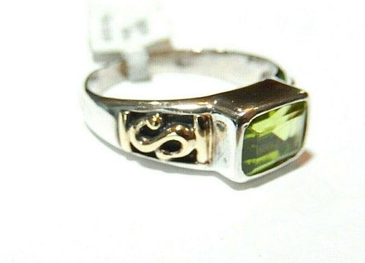 *VINTAGE* Sterling Silver & 14kt Yellow Gold 2.5CT Peridot Ladies Ring Size 9.5