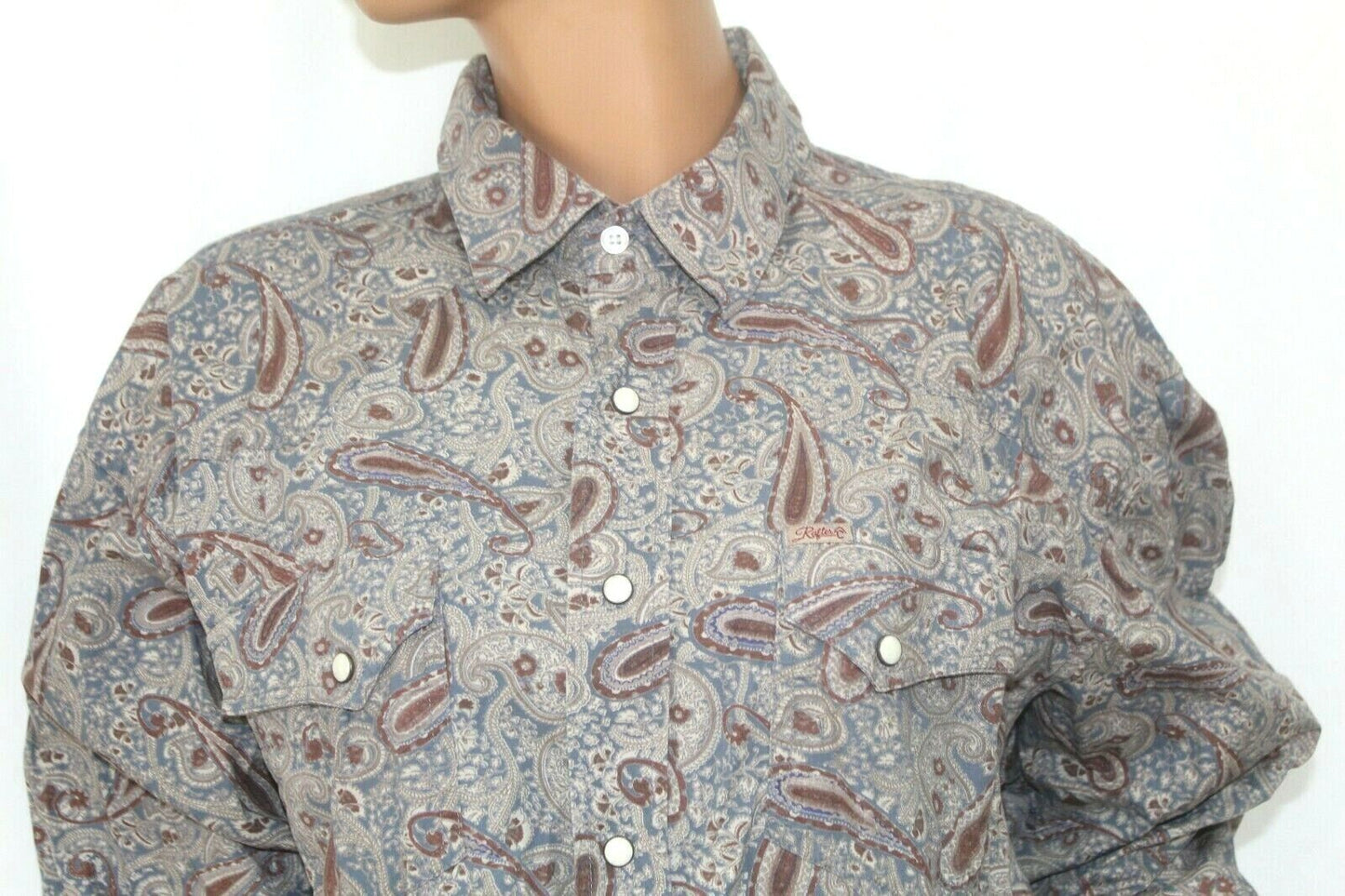 Rafter C Cowboy Collection Pearl Snap Long Sleeve Paisly Shirt Men's Size XL