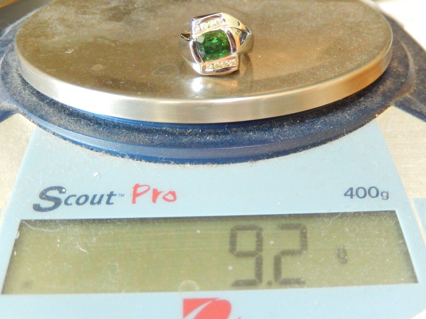 *VINTAGE*   14k White Gold  2.00CT  Emerald and Diamond Ring Size 7