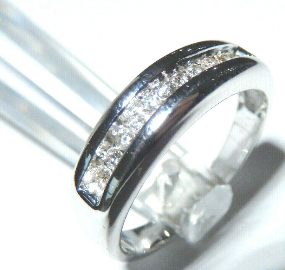 14K White Gold Natural .25CT Round Diamond 6MM Wide Men's Wedding Band Ring 9.5