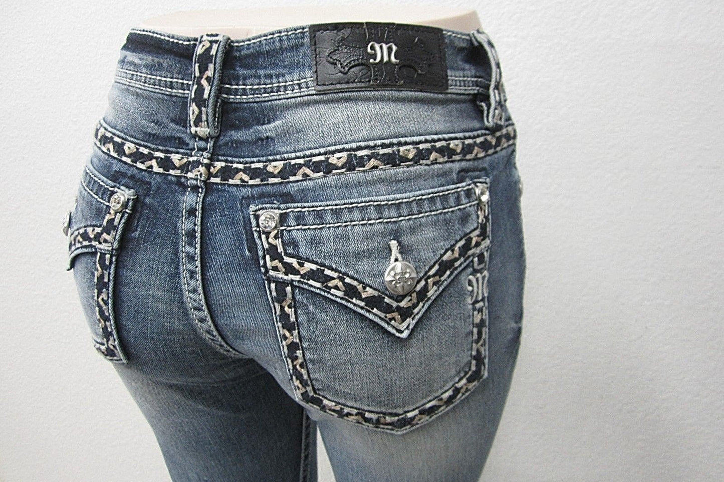 NWT Miss Me M5014S278 Women's Embroidered Back Pocket Skinny Jeans Sz W26 x L30