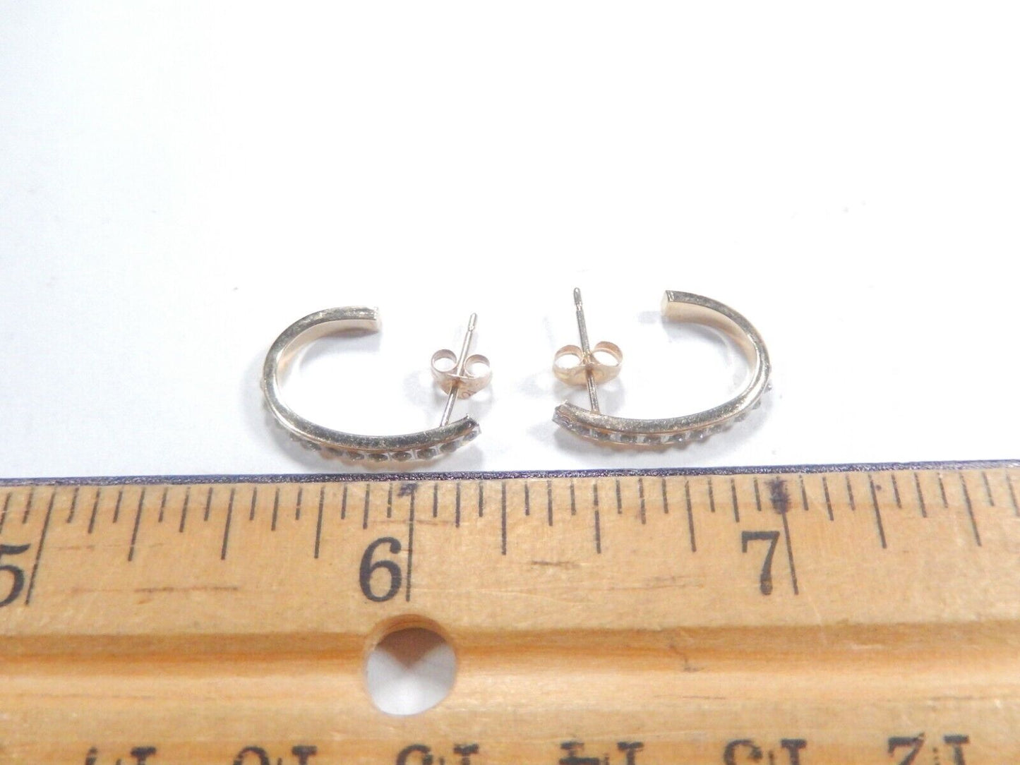*VINTAGE*   18K YELLOW GOLD 24 DIAMOND "J" HOOP EARRINGS