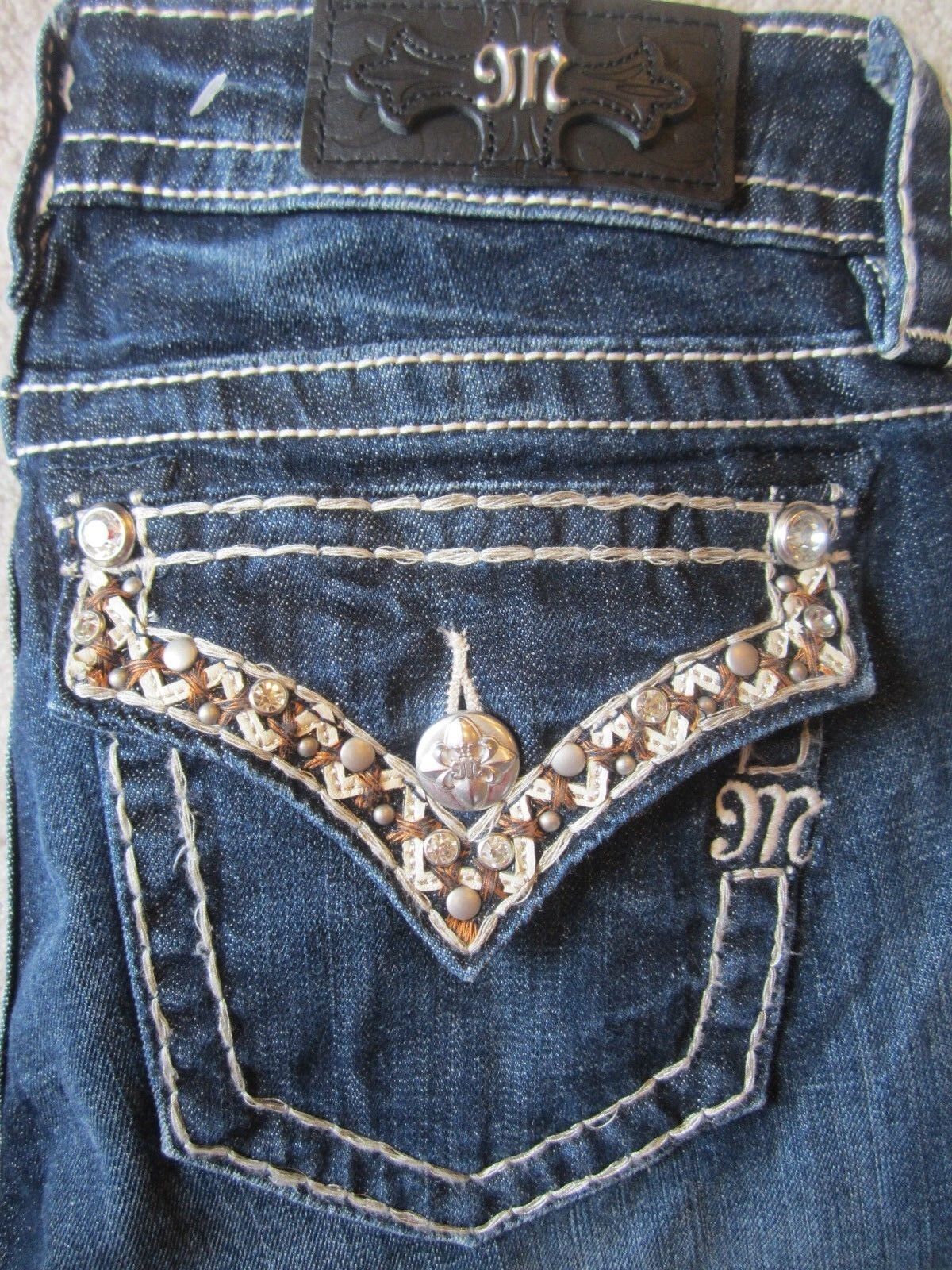 NWT- MISS ME  Embellished Signature Boot Cut Stretch Jeans 27 x 34 NWT