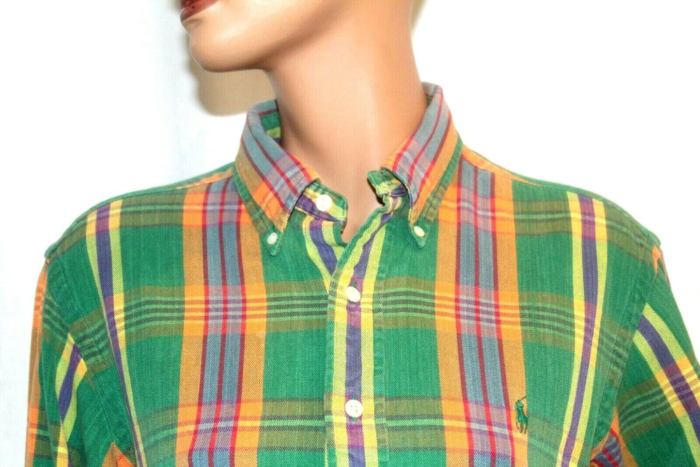 Mens  Polo  Pony Logo Nice Thick Plaid  Button Down Shirt Size Large