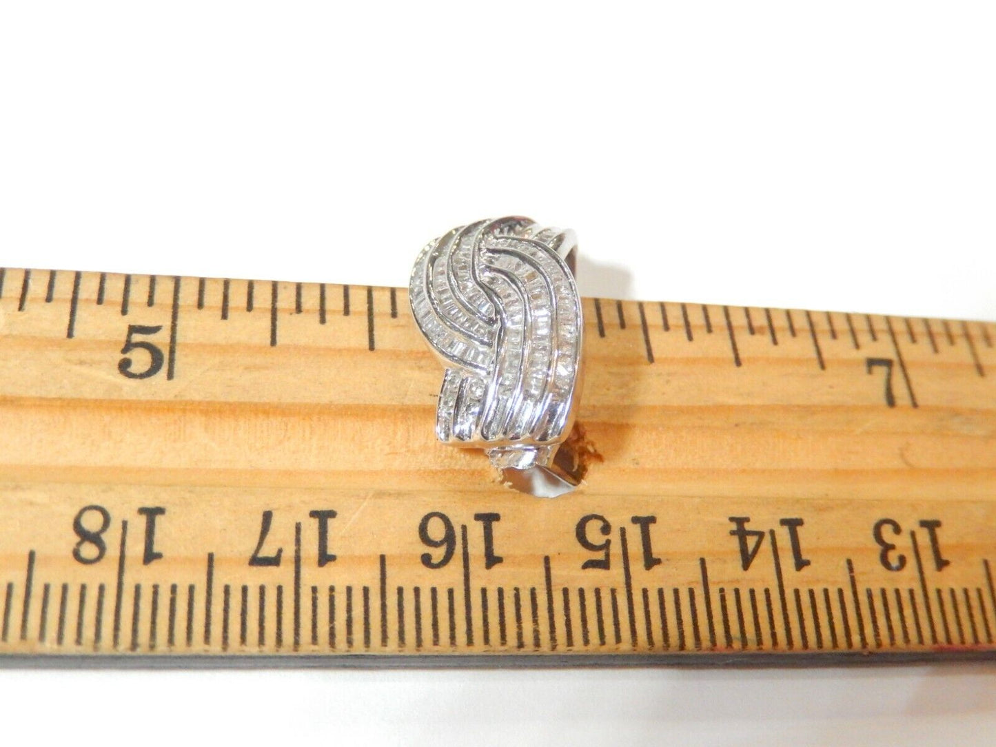 14K White Gold 2.00 CT Natural Baguette Cut Diamond Huggie Hoop  Earrings