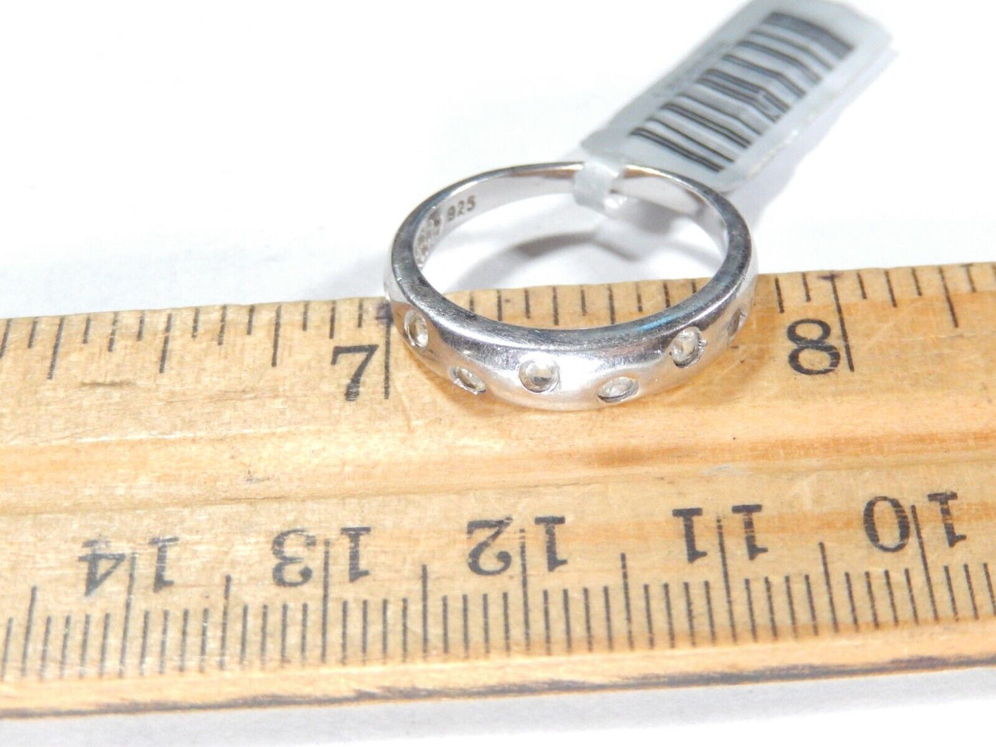 *VINTAGE*  925 Sterling Silver Random Pattern Modern Design CZ Band Ring SZ 7