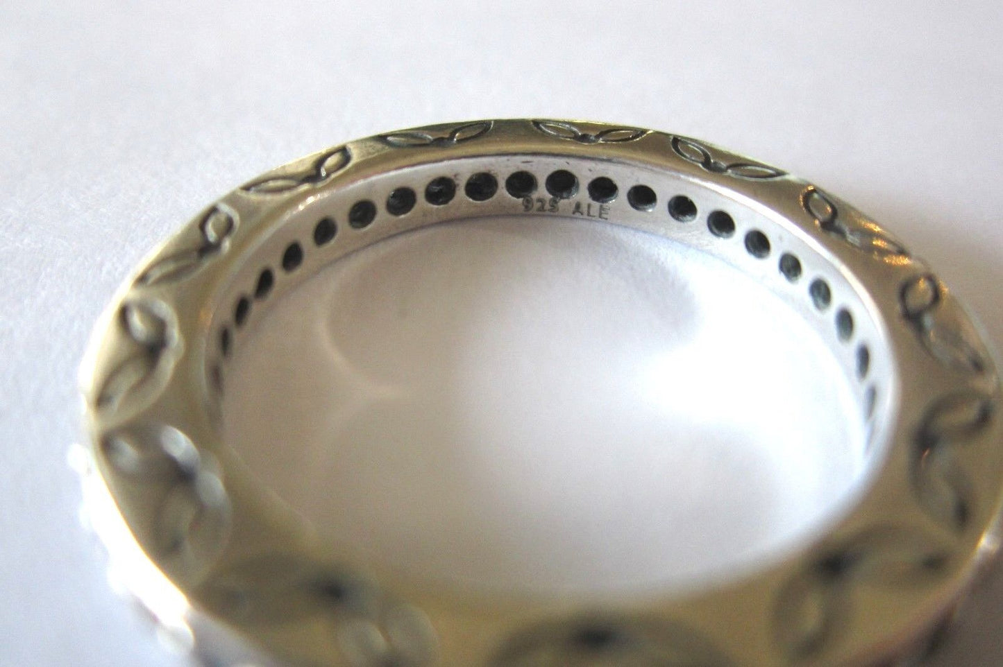 RETIRED PANDORA .925 STERLING SILVER 2.6MM  CZ ETERNITY BAND /RING Sz 7.5