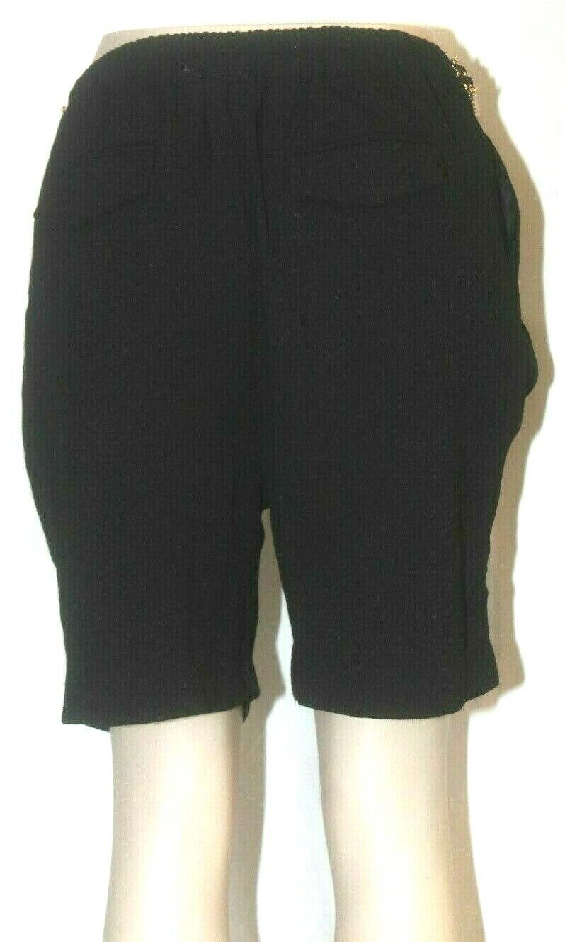 *NWT* $60. Maude Black Elastic Cute Ladies Shorts Gold Metal Sewn In Belt Sz L