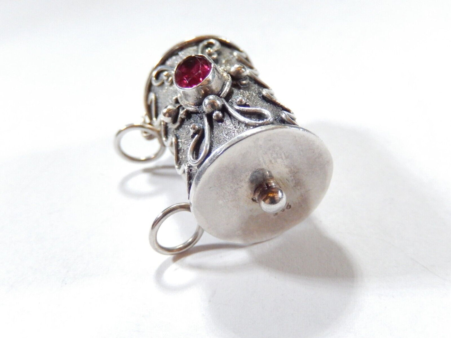 *VINTAGE*   925 Sterling Silver Garnet Poison Pill Box Locket Pendant