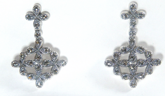 *VINTAGE*  Sterling Silver 925 Marcasite Dangle Earrings