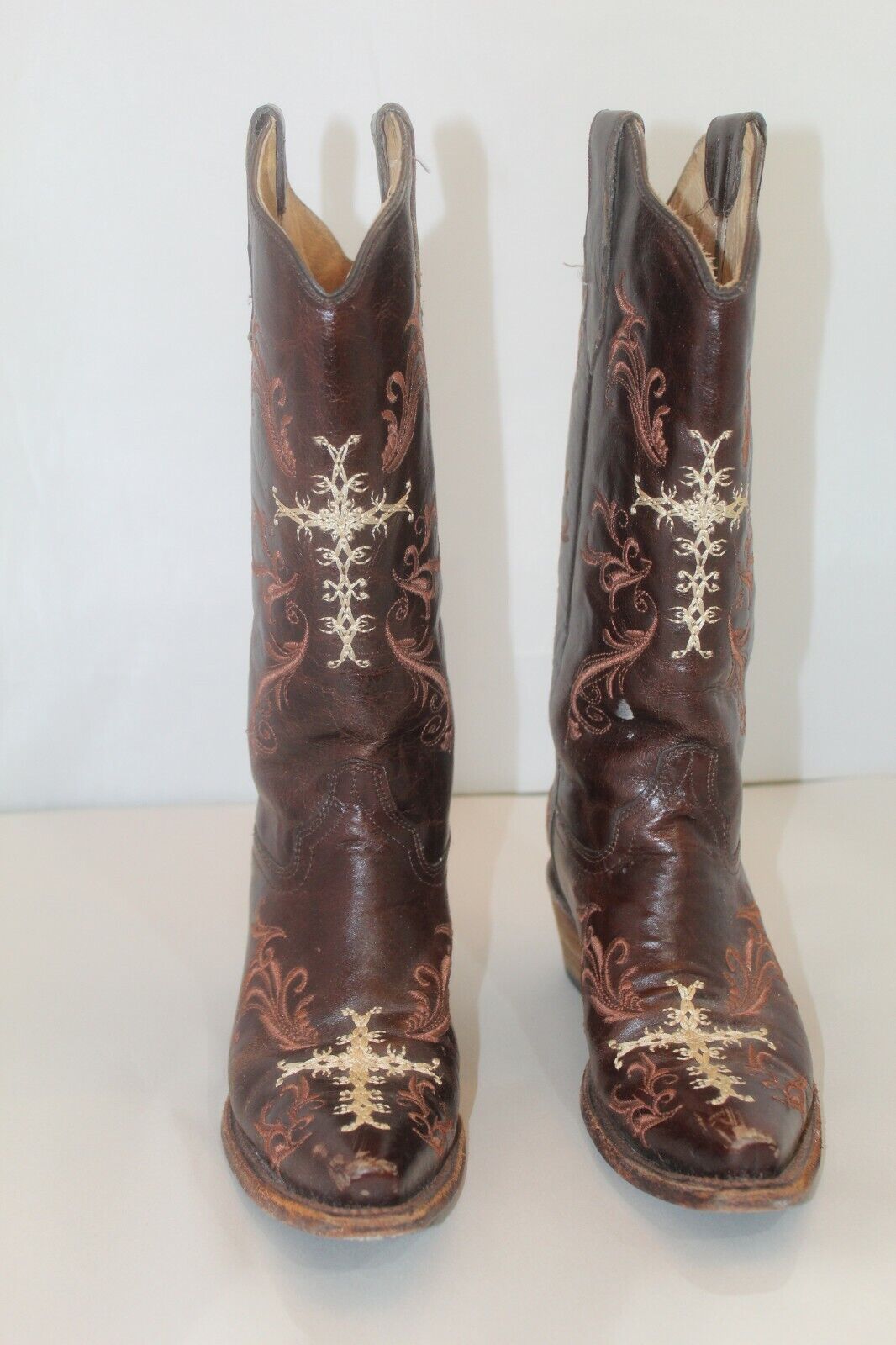Circle G by Corral Chocolate/Cognac Cross Cowboy Western Boots L5039 Women 6.5 M