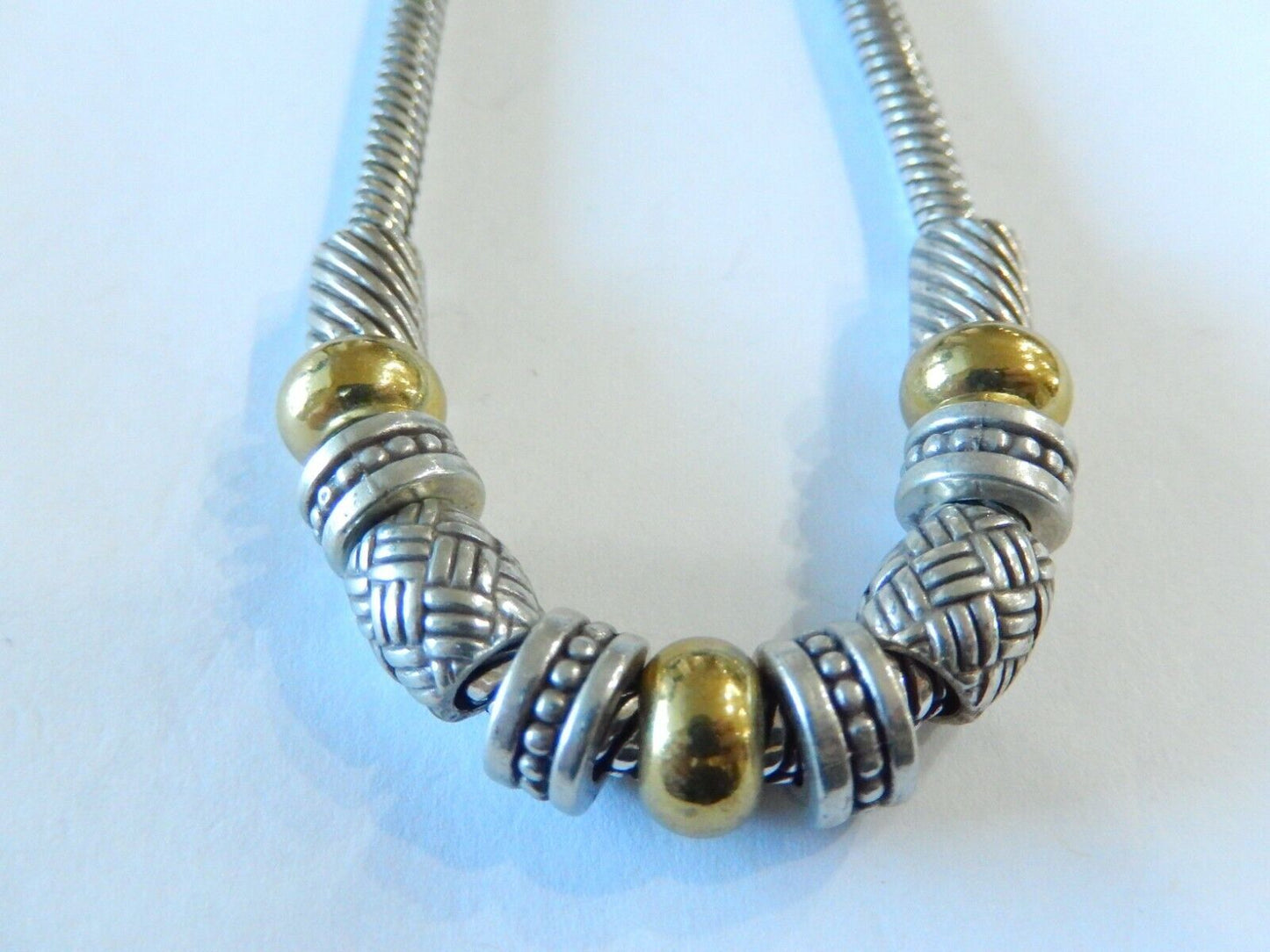 *RETIRED*  BRIGHTON  Gold Silver 2 Tones Bead Link  BEAUTIFUL NECKLACE 16" - 18"