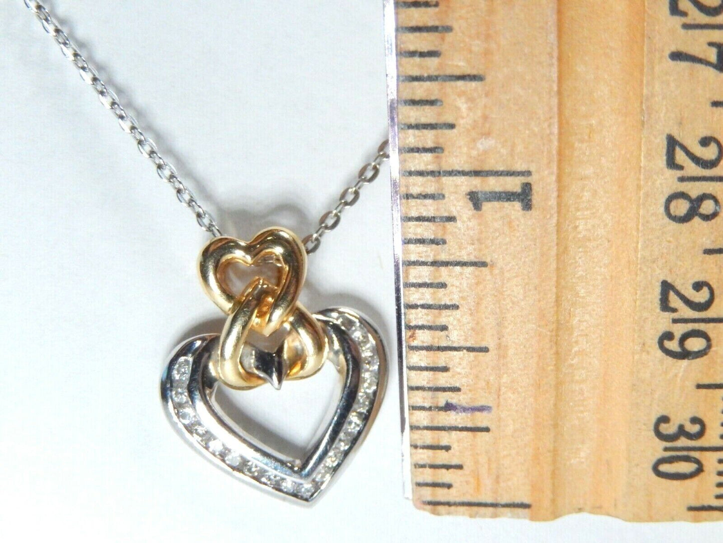 *NEW*  14k  Yellow & White Gold 1/3ct Diamond Heart Pendant Necklace w/18" Chain