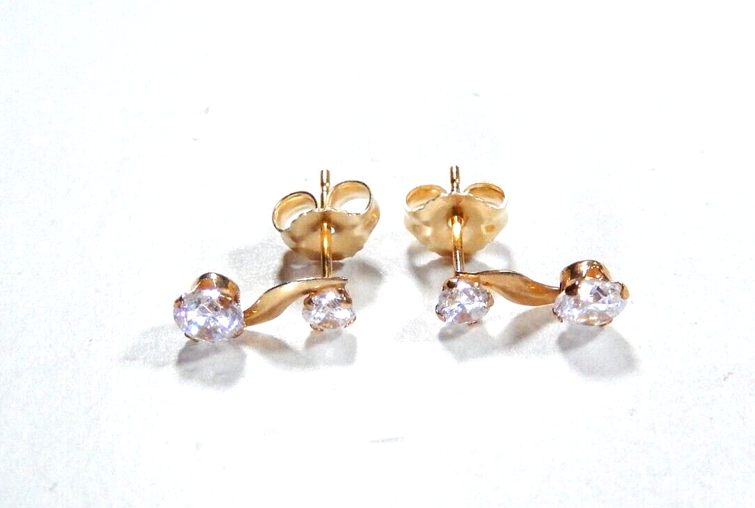 10K Yellow Gold Cubic Zirconia CZ Stud Earrings