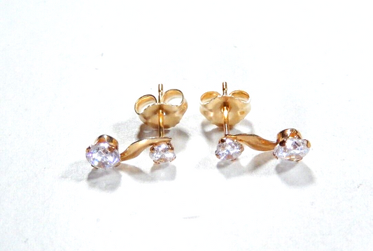 10K Yellow Gold Cubic Zirconia CZ Stud Earrings
