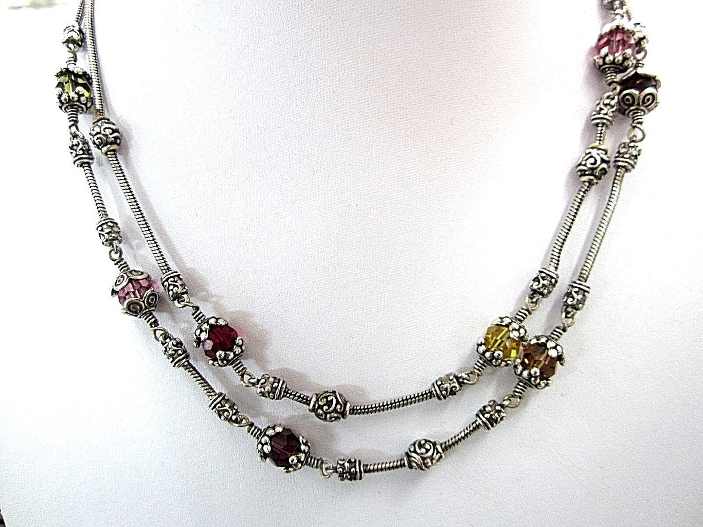 RETIRED Brighton 16"-18" Multi Colored Double Strand Crystal Beaded Necklace