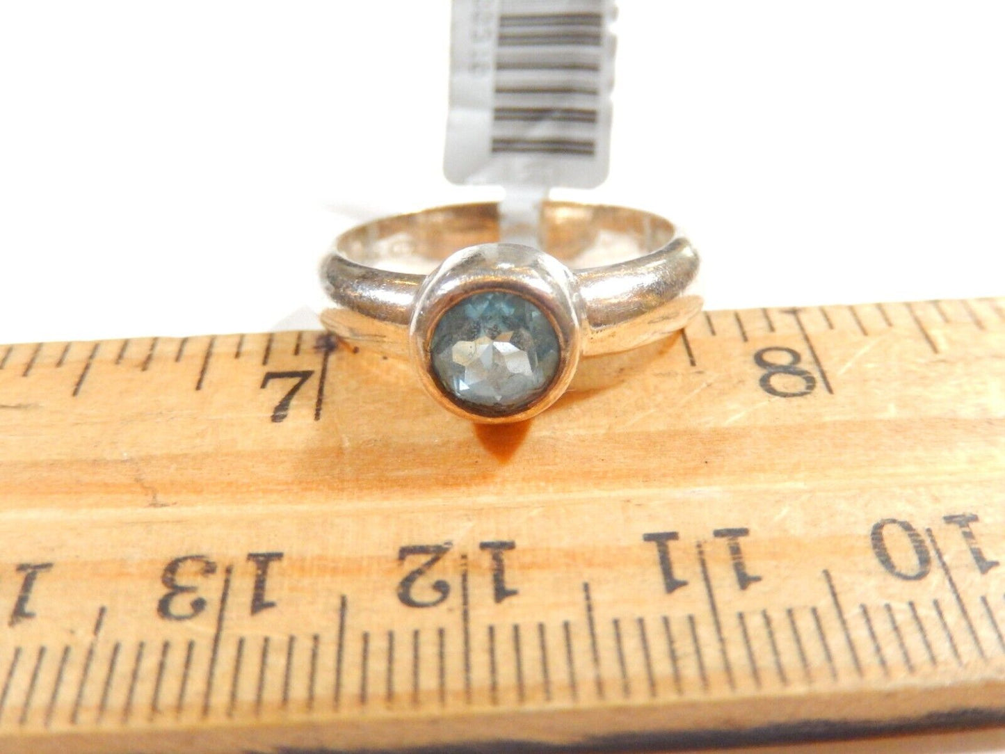 *VINTAGE*  Sterling Silver .75 CT  Bezel Set Blue Topaz Solitaire Ring Size 7.5