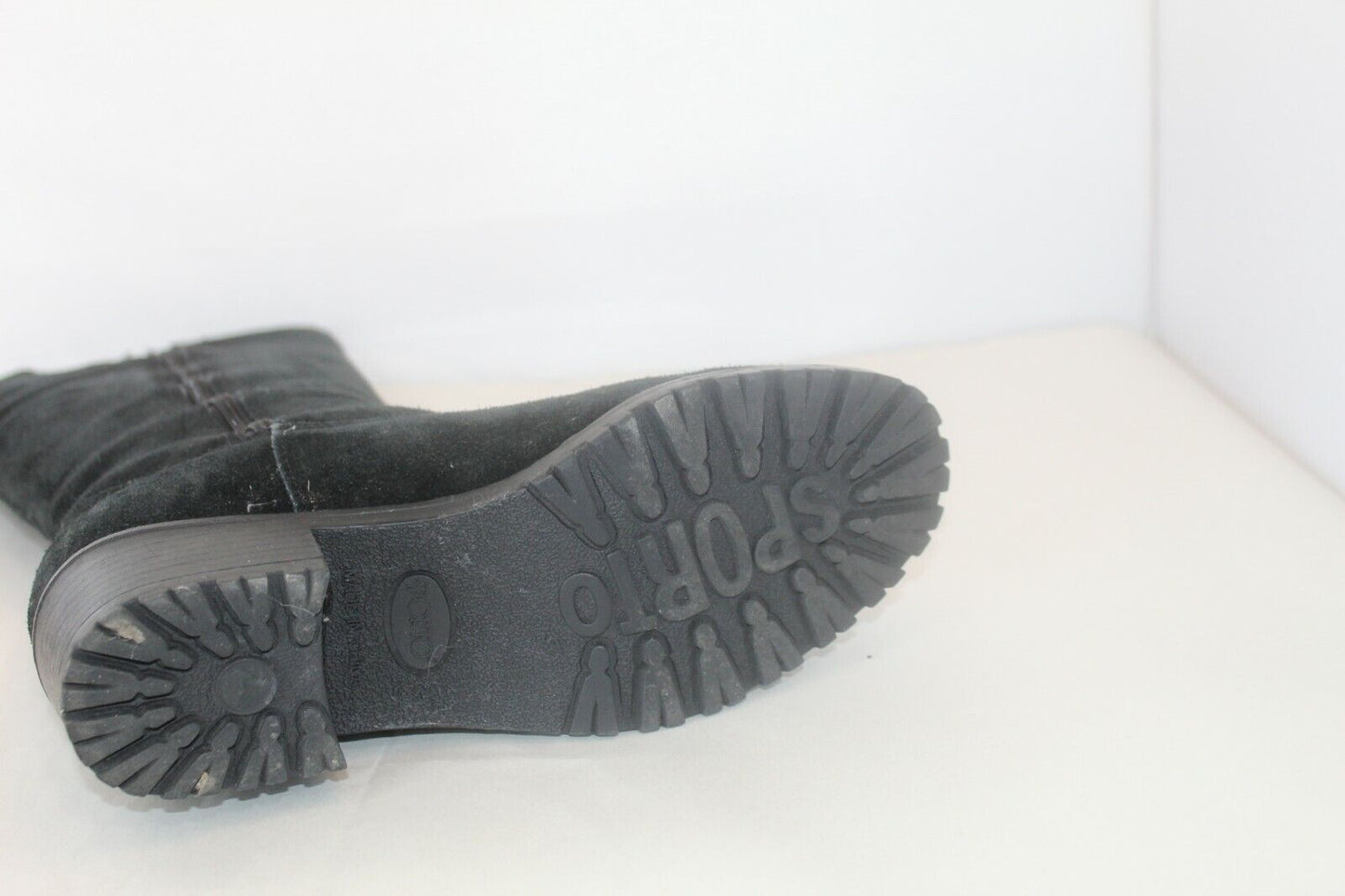 *NEW* Sporto Women's  Waterproof Side Zip Black Suede 15" Tall Boots Size 7M