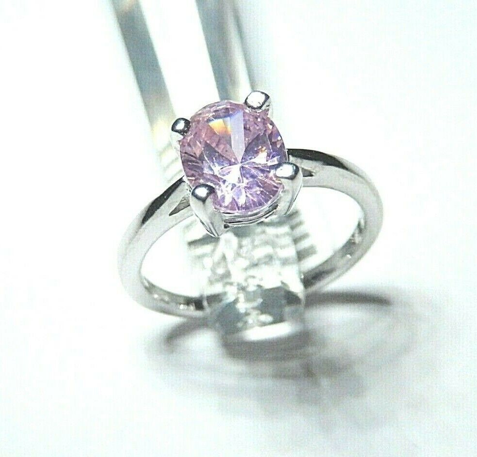 *NWT* 14K White Gold 1.25CT Oval Pink Tourmaline  Solitaire Ring Size 6